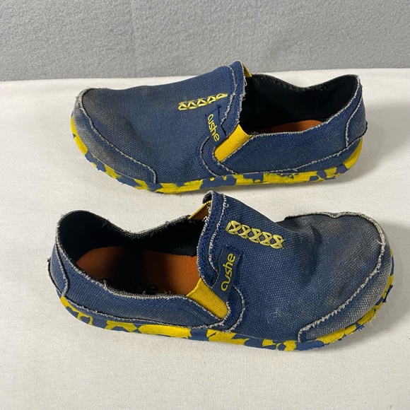 Cushe Slipper Slip On Blue Yellow Camo Casual Canvas Shoes Youth Size 4 - Picture 5 of 10